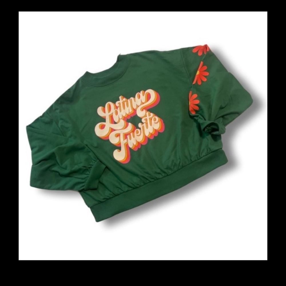 Target Women’s Green “Latino Fuerte” Graphic Crewneck Sweatshirt XL NWT